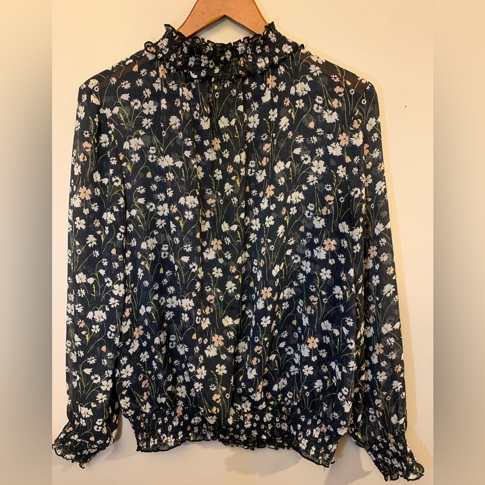 Sheer Floral Print Women's Top